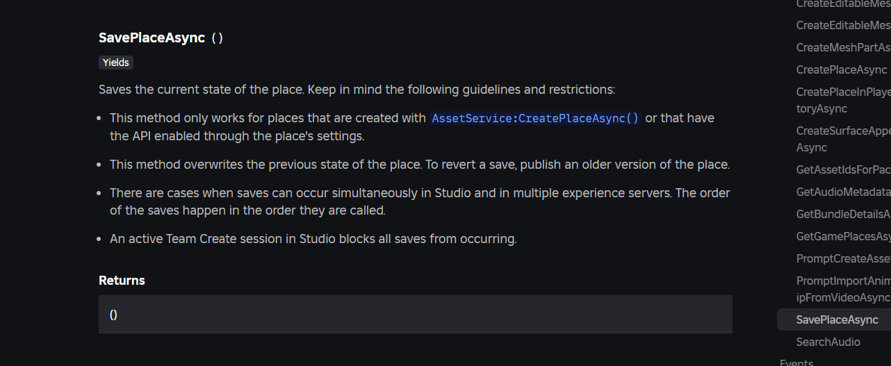 SavePlaceAsync API Settings